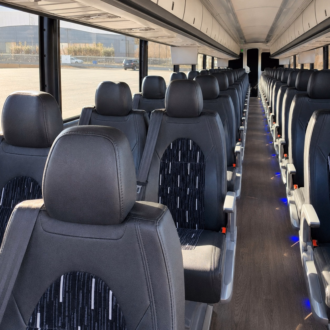 56 passenger charter bus inside